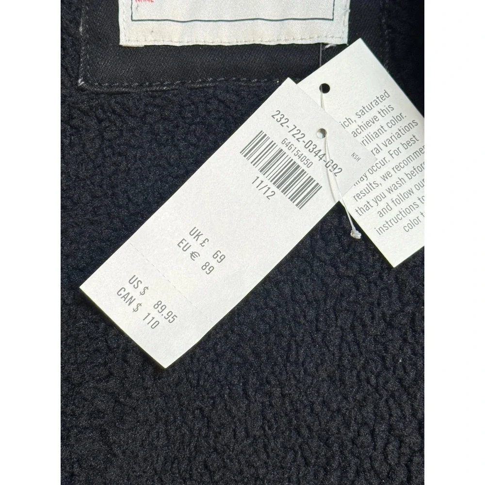 Abercrombie Kids Denim Jacket 11/12 Sherpa Lined Acid Wash Black 232-722-0344